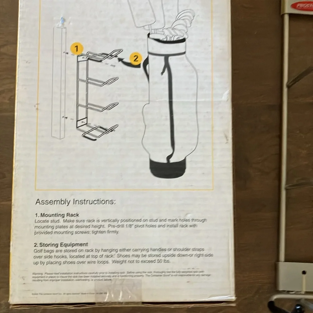 NIB The Container Store Golf Rack storage solid steel wall Mount